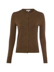 Marie Lund Kardigan Kobiety drobna dzianina brązowy, XXXL. Brązowe swetry Marie Lund, bez wzorów, z dzianiny, klasyczne, bez ramiączek. Za 199.95 zł.