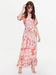 NAF NAF Sukienka Kolorado XENR42 Écru Regular Fit. Sukienki NAF NAF, bez wzorów, z syntetyku, bez kołnierzyka, bez ramiączek. Za 249.99 zł.