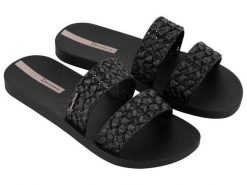 Klapki damskie Ipanema Renda Ii. Czarne klapki Ipanema, bez wzorów, z materiału, sportowe, bez obcasa, bez zapięcia. Za 83.99 zł.