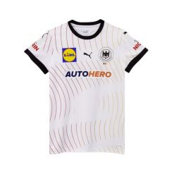 Damska koszulka domowa reprezentacji Niemiec w piłce ręcznej 2024 PUMA. Białe t-shirty sportowe Puma, bez wzorów, bez ramiączek, do piłki ręcznej. W wyprzedaży za 244.60 zł.