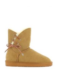 NICEBAY Skórzane botki zimowe "Manitoba" w kolorze jasnobrązowym rozmiar: 36. Brązowe botki NICEBAY, bez wzorów, z materiału, bez obcasa, bez zapięcia. Za 130.50 zł.