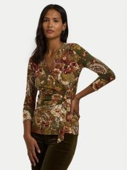 LAUREN RALPH LAUREN Bluzka 200951314001 Zielony Regular Fit. Zielone bluzki Lauren Ralph Lauren, s, bez wzorów, z syntetyku, bez kołnierzyka, bez ramiączek. Za 289.99 zł.