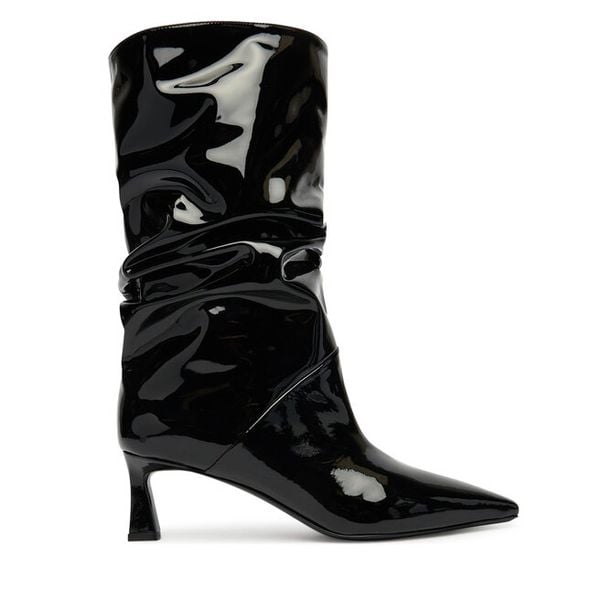 Botki Pollini. Czarne botki Pollini, bez wzorów, bez obcasa, na słupku, bez zapięcia. Za 2,459.00 zł.