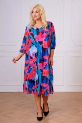 Elegancka sukienka Rosita z rękawem 3/4 na wesele XXL OVERSIZE WIOSNA. Sukienki Moda Size Plus Iwanek, na spotkanie biznesowe, s, bez wzorów, z elastanu, eleganckie, bez kołnierzyka, bez ramiączek, mini, oversize. Za 429.90 zł.