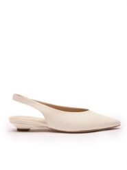 Kremowe czółenka slingback w szpic. Brązowe czółenka Ryłko, bez wzorów, ze skóry, bez obcasa, na płaskiej podeszwie, bez zapięcia. Za 379.99 zł.