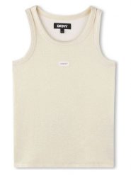 DKNY Top w kolorze beżowym rozmiar: 116. Brązowe topy DKNY, bez wzorów, bez kołnierzyka, bez ramiączek. Za 113.99 zł.