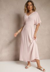 Jasnoróżowa Sukienka o Rozkloszowanym Kroju z Gumką w Talii Iffine. Czerwone sukienki Renee, na co dzień, l, bez wzorów, eleganckie, bez kołnierzyka, bez ramiączek, maxi, rozkloszowane. W wyprzedaży za 55.99 zł.