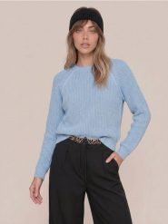 Sweter chunky z raglanowymi rękawami - niebieski. Niebieskie swetry Sinsay, l, bez wzorów, bez ramiączek. Za 39.99 zł.