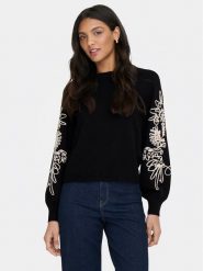 ONLY Sweter Magnolia 15367757 Czarny Regular Fit. Czarne swetry ONLY, s, bez wzorów, z syntetyku, bez ramiączek. Za 209.99 zł.