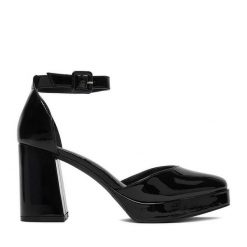 Czółenka JENNY. Czarne czółenka Jenny, bez wzorów, bez obcasa, bez zapięcia. Za 159.99 zł.