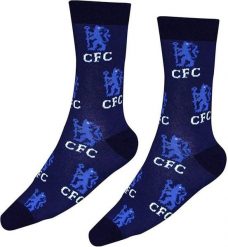 Skarpety Chelsea FC Londyn Jr - licencjonowane. Niebieskie skarpetki CHELSEA, bez wzorów, z bawełny. Za 53.99 zł.