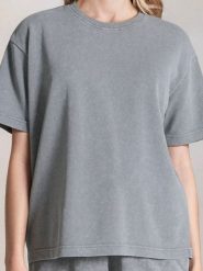 Bluza z krótkim rękawem - szary. Szare bluzy Sinsay, l, bez wzorów, bez kaptura, do biegania. Za 29.99 zł.