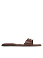Calvin Klein Klapki Flat Slide W/Ck Hw Big - Lth HW0HW02482 Brązowy. Brązowe klapki Calvin Klein, bez wzorów, ze skóry, bez obcasa, bez zapięcia. Za 319.99 zł.