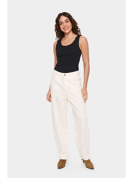 SAINT TROPEZ Top "Aster" w kolorze czarnym rozmiar: XL. Czarne topy Saint Tropez, xl, bez wzorów, z bawełny, bez kołnierzyka, bez ramiączek. Za 88.02 zł.