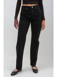 Monki Dżinsy - Tapered fit - w kolorze czarnym rozmiar: W29/L32. Czarne jeansy Monki, l, z aplikacjami, z bawełny, klasyczne, z podwyższonym stanem. Za 87.81 zł.