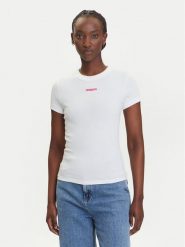 Tommy Jeans T-Shirt Script Label DW0DW21402 Biały Slim Fit. Białe t-shirty Tommy Jeans, xl, bez wzorów, z bawełny, bez kołnierzyka, bez ramiączek. Za 149.99 zł.