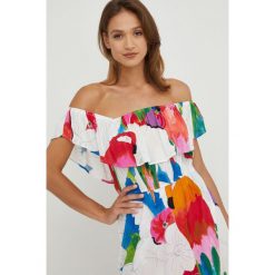 Desigual sukienka 22SWVW47 maxi rozkloszowana. Sukienki Desigual, l, bez wzorów, z tkaniny, bez kołnierzyka, bez ramiączek, maxi, rozkloszowane. W wyprzedaży za 379.99 zł.