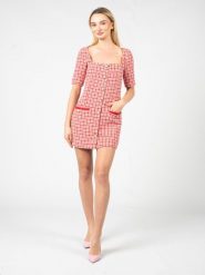 Pinko Sukienka "Appagato" | 100914 A0KK | Kobieta | Czerwony, Biały. Białe sukienki Pinko, do pracy, s, bez wzorów, z bawełny, biznesowe, bez kołnierzyka, bez ramiączek, mini, proste. W wyprzedaży za 499.00 zł.