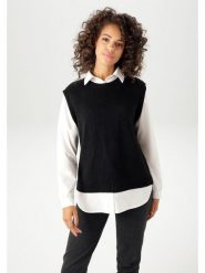 Aniston Sweter w kolorze czarno-białym rozmiar: 38. Białe swetry Aniston, bez wzorów, z bawełny, bez ramiączek. Za 82.99 zł.