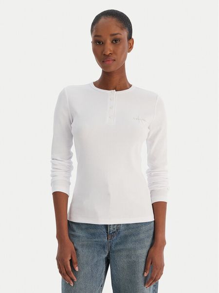Calvin Klein Jeans Bluzka LV047E201G Biały Regular Fit. Białe bluzki Calvin Klein Jeans, m, bez wzorów, z bawełny, bez kołnierzyka, bez ramiączek. Za 289.99 zł.