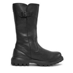 Kozaki ECCO. Czarne kozaki ECCO, bez wzorów, bez obcasa, na płaskiej podeszwie, bez zapięcia. Za 719.99 zł.