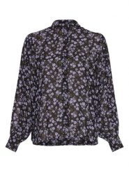 MOSS COPENHAGEN Bluzka w kolorze czarno-fioletowym rozmiar: L. Czarne bluzki Moss Copenhagen, l, bez wzorów, z wiskozy, bez kołnierzyka, bez ramiączek. Za 165.99 zł.