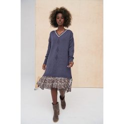 Sukienka Swetrowa Bosh 4 BS Jeans / Łączka. Sukienki blue shadow, bez wzorów, z bawełny, bez kołnierzyka, bez ramiączek, maxi, plisowane. Za 269.90 zł.