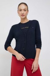 Tommy Hilfiger sweter damski kolor granatowy lekki. Niebieskie swetry Tommy Hilfiger, l, bez wzorów, bez ramiączek. Za 579.99 zł.