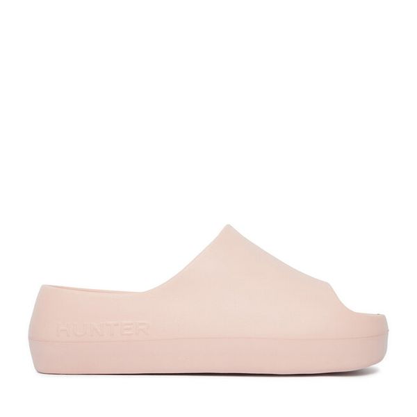 Klapki Hunter. Czerwone klapki Hunter, bez wzorów, bez obcasa, bez zapięcia. Za 99.99 zł.