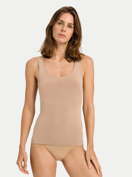 Hanro Top Touch Feeling 71814 Beżowy Slim Fit. Brązowe topy Hanro, m, bez wzorów, z syntetyku, bez kołnierzyka, bez ramiączek. Za 179.99 zł.