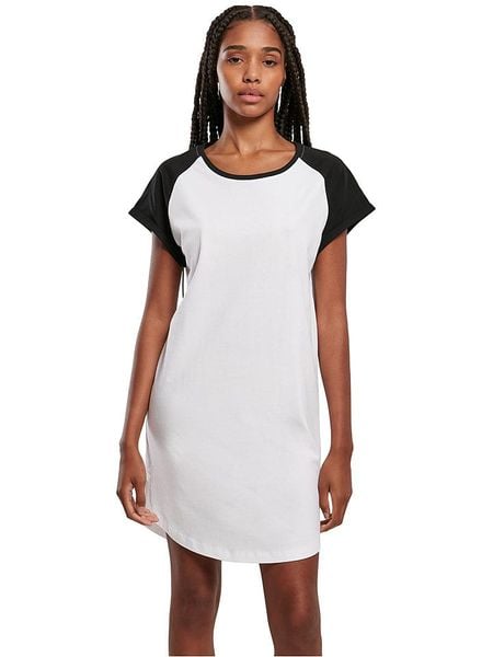 Urban Classics Sukienka w kolorze biało-czarnym rozmiar: XS. Białe sukienki Urban Classics, xs, bez wzorów, z bawełny, bez kołnierzyka, bez ramiączek, mini. Za 30.63 zł.