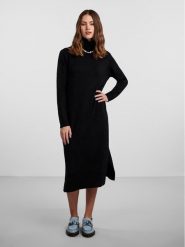 Pieces Sukienka dzianinowa Juliana 17126281 Czarny Regular Fit. Czarne sukienki Pieces, xs, bez wzorów, z dzianiny, bez kołnierzyka, bez ramiączek. Za 129.99 zł.