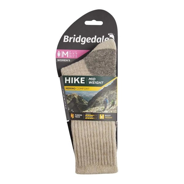 Skarpety do trekkingu damskie Bridgedale HIKE MW COM BO ORI LD. Brązowe skarpetki Bridgedale, bez wzorów, z elastanu. Za 97.99 zł.