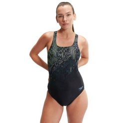 Damski kostium kąpielowy 1-częściowy Speedo Eco+M. Czarne stroje jednoczęściowe Speedo, bez wzorów, eleganckie. Za 252.50 zł.