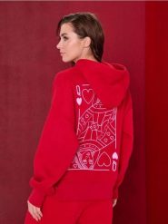 Bluza z nadrukiem na plecach - czerwony. Czerwone bluzy Sinsay, l, bez wzorów, bez ramiączek, bez kaptura. Za 49.99 zł.
