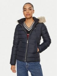 Tommy Jeans Kurtka puchowa Basic DW0DW18312 Granatowy Slim Fit. Niebieskie kurtki Tommy Jeans, s, bez wzorów, z jeansu, bez kaptura. Za 539.99 zł.