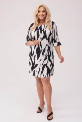 Sukienka Savannah - wzór zebry PLUS SIZE XXL OVERSIZE WIOSNA. Białe sukienki Moda Size Plus Iwanek, na co dzień, l, bez wzorów, z elastanu, eleganckie, bez kołnierzyka, plus size, bez ramiączek, midi, dopasowane. Za 239.90 zł.
