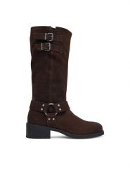 Tommy Jeans Oficerki Tjw Brushed Suede Biker Boots EN0EN03110 Brązowy ciemny. Brązowe kozaki Tommy Jeans, bez wzorów, z jeansu, bez obcasa, na płaskiej podeszwie, bez zapięcia. Za 949.99 zł.
