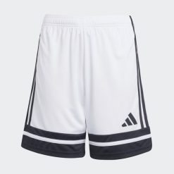 Spodenki piłkarskie dla dzieci ADIDAS Squadra 25. Białe szorty adidas, bez wzorów, sportowe. Za 89.99 zł.