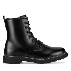 Botki JENNY. Czarne botki Jenny, bez wzorów, bez obcasa, na płaskiej podeszwie, bez zapięcia. Za 127.99 zł.