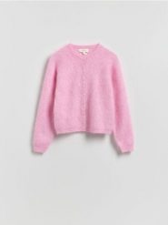 Kardigan z wełną i moherem - różowy. Czerwone swetry Reserved, l, bez wzorów, z dzianiny, bez ramiączek. Za 299.99 zł.