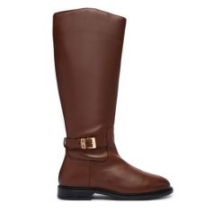 Kozaki Tommy Hilfiger. Brązowe kozaki Tommy Hilfiger, bez wzorów, bez obcasa, bez zapięcia. Za 949.99 zł.