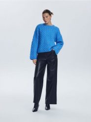 Strukturalny sweter - jasnoniebieski. Niebieskie swetry Reserved, l, bez wzorów, z dzianiny, bez ramiączek. Za 129.99 zł.