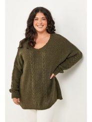Curvy Lady Sweter w kolorze khaki rozmiar: 44/46. Brązowe swetry Curvy Lady, bez wzorów, klasyczne, bez ramiączek. Za 86.99 zł.