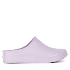 Klapki Hunter. Fioletowe klapki Hunter, bez wzorów, bez obcasa, bez zapięcia. Za 249.99 zł.