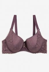 Fioletowy Biustonosz Full Cup Pokryty Koronką Hiacinthia. Fioletowe biustonosze Renee, bez wzorów, z koronki. W wyprzedaży za 35.99 zł.