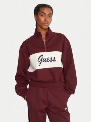 Guess Bluza V5BQ00 KCX22 Bordowy Regular Fit. Czerwone bluzy Guess, m, z aplikacjami, z syntetyku, bez kaptura. Za 339.99 zł.