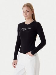 Tommy Jeans Bluzka Essential DW0DW21844 Czarny Regular Fit. Czarne bluzki Tommy Jeans, xl, bez wzorów, z bawełny, bez kołnierzyka, bez ramiączek. Za 149.99 zł.