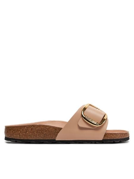 Birkenstock Klapki Madrid 1026496 Beżowy. Brązowe klapki Birkenstock, bez wzorów, ze skóry, bez obcasa, bez zapięcia. Za 629.99 zł.
