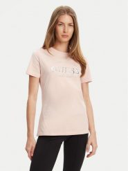 Guess T-Shirt V5YI12 J1314 Różowy Regular Fit. Czerwone t-shirty Guess, m, z aplikacjami, z bawełny, bez kołnierzyka, bez ramiączek. Za 179.99 zł.